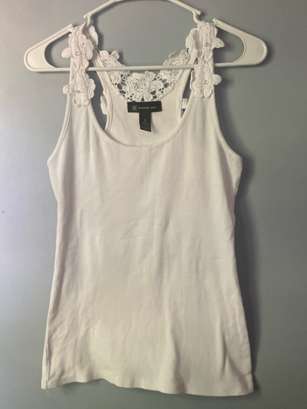 INC International Concepts White Lace-Back Tank Top